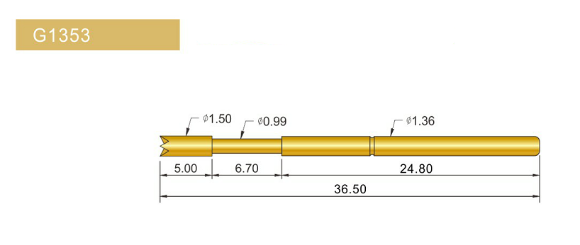 G1353-Q探針、四爪頭探針、1.36mm測(cè)試針、總長(zhǎng)36.5mm、彈簧針圖片、測(cè)試針圖片、頂針圖片、探針圖片