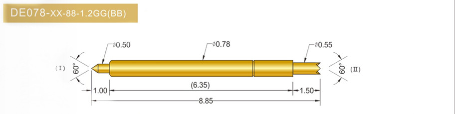 078雙頭探針尺寸、BGA雙頭頂針、雙向可動探針、帶彈簧頂針、測試探針