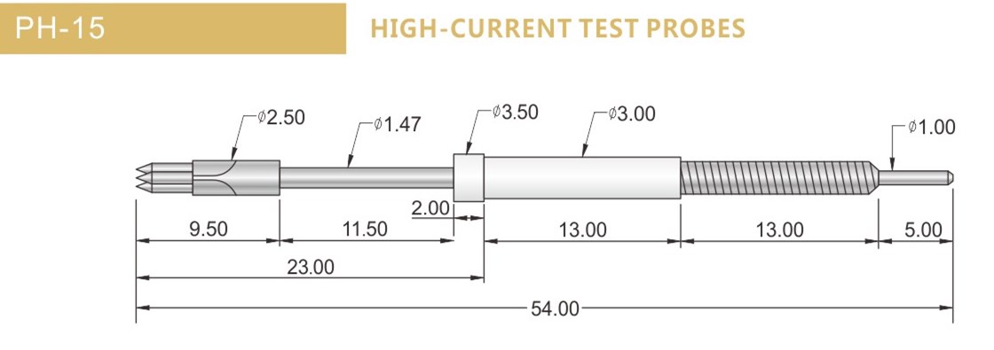 PH-15測試探針尺寸，華榮華探針選型規(guī)格